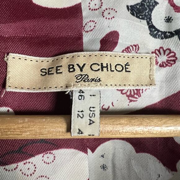 See by Chloe Vintage Y2K Black Double Breasted A-Line Trench Coat Size 10 - Picture 7 of 14